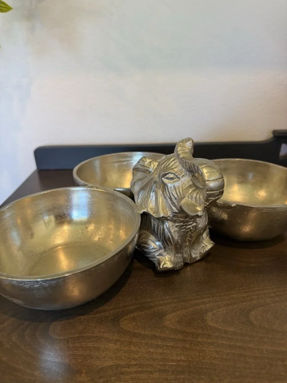 3 Bowl Server Elephant Metal Aluminum by Aspen Home